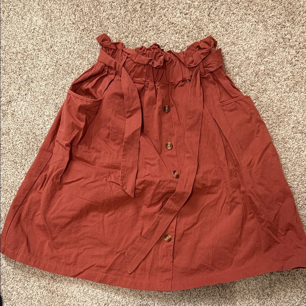 Rust Button-Front Women's Skirt